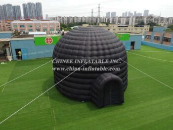 tent1-415B Giant outdoor black inflatable dome tent portable tent with entr