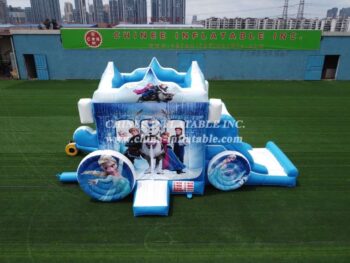 T5-002B Inflatable Frozen carriage combo Elsa castle jumping house with slide  Disney kids party