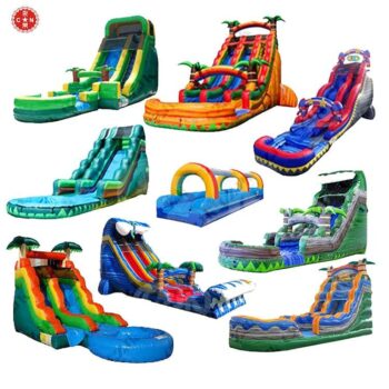 H2-2238 Bounce House Combo With Slide Wet Slide With Pool