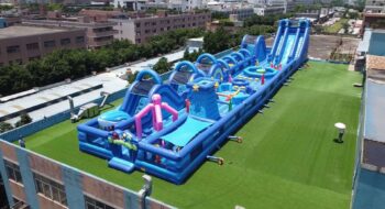 H3-1016 Undersea World inflatable park with slide shark obstacle courses octopus interactive game