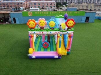 T2-3298 Smiley flower theme bouncy castle with slide