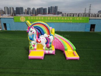 T2-6007 Unicorn Bouncy Castle With Slide & Pool