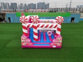 T2-3334B Sweet Candy-Themed Pink Inflatable Bounce House with Slide