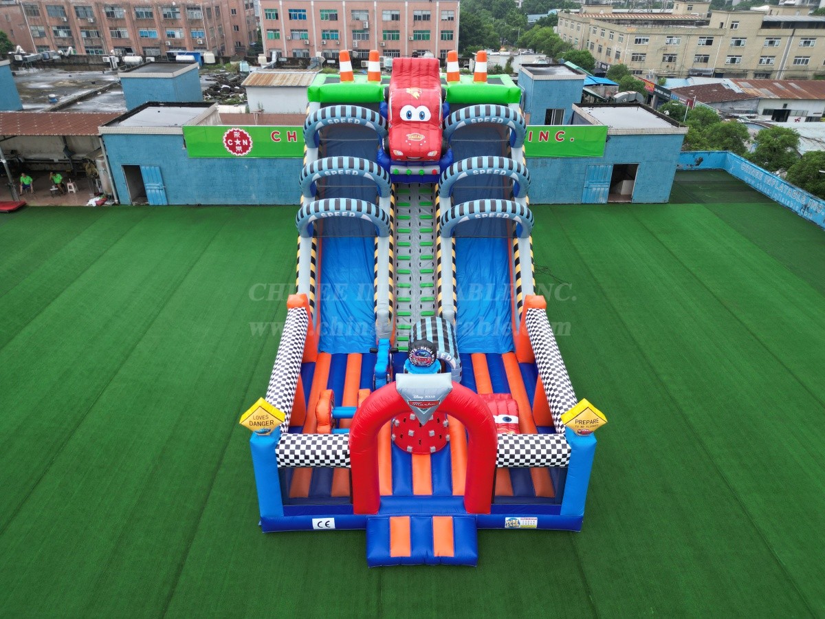 T8-4525 Cars Inflatable Dry Slide