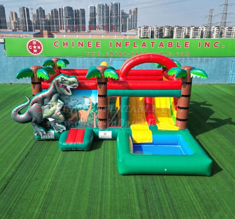 T2-4795B Dinosaur Adventure Bounce House with Slide & Pool