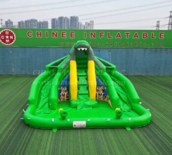 T8-1327B Crocodile-Themed Inflatable Slide with Baby Shark Design