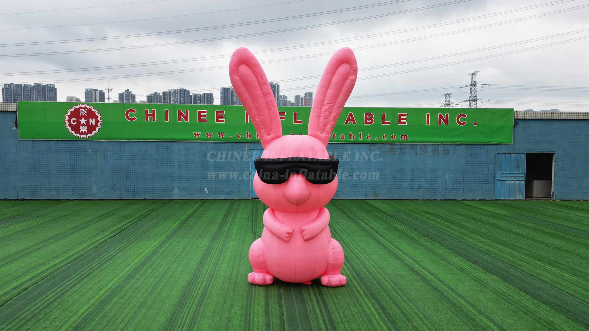 Cartoon2-054 Cool Pink Bunny Inflatable with Sunglasses